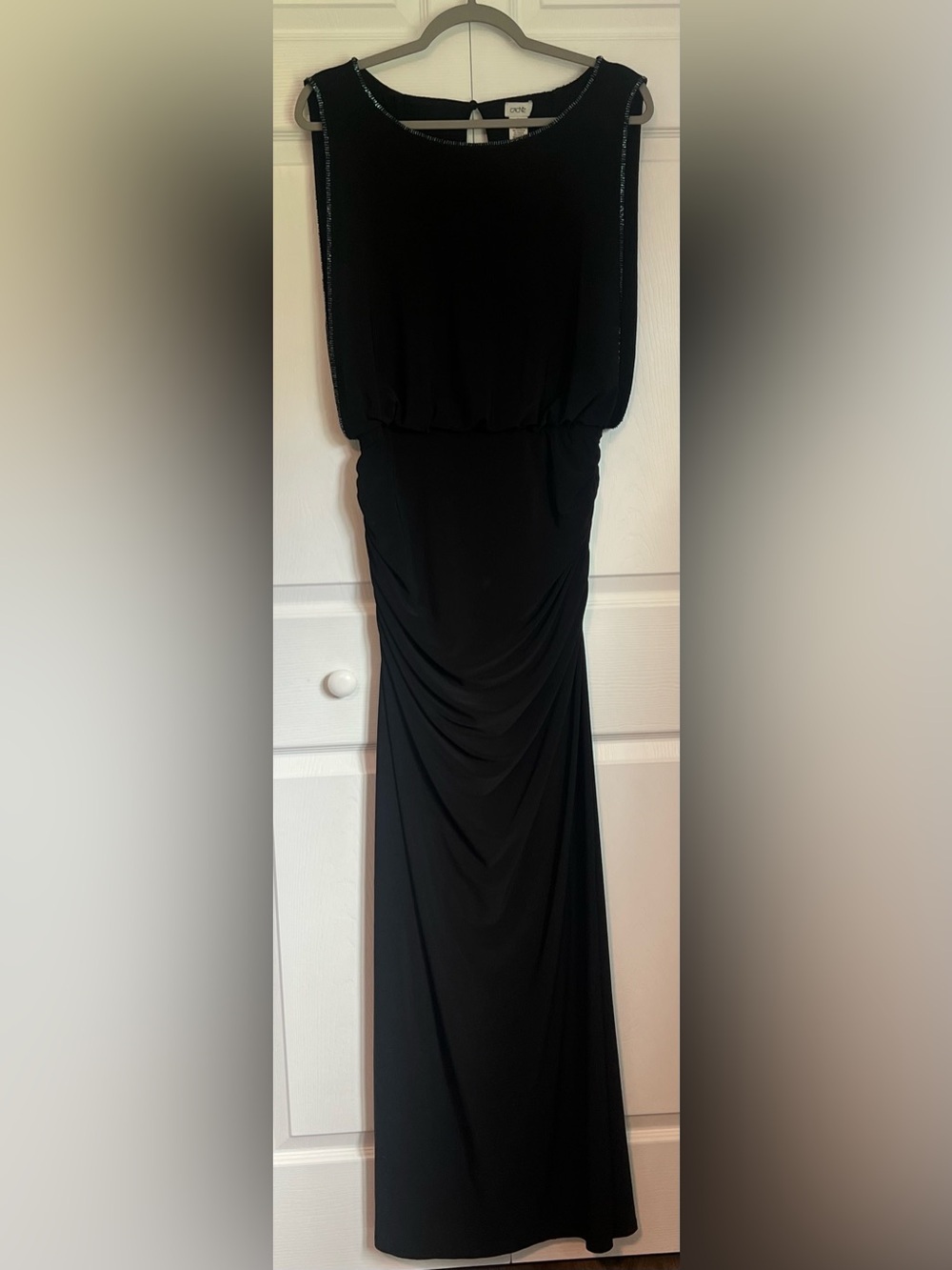 Vintage Cache Black Beaded Neckline Blouson Gown